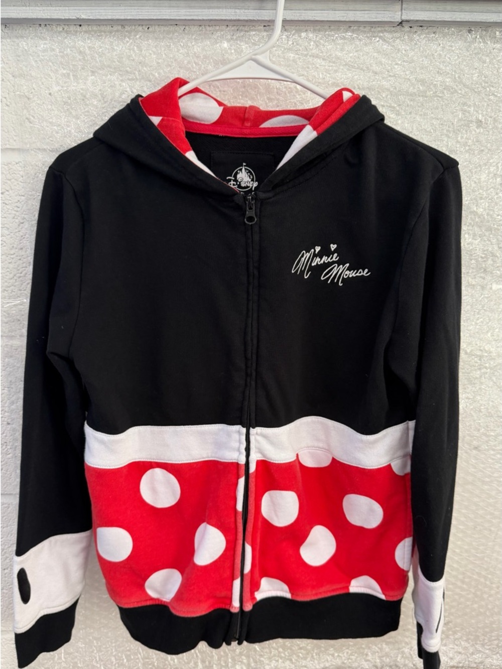 Disney Parks Minnie Mouse Cosplay Zip Up Hoodie Ears Bow XL - Picture 4 of 10